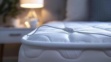 A closeup of the cord that connects the mattress pad to an outlet featuring a durable tanglefree design for convenience photo