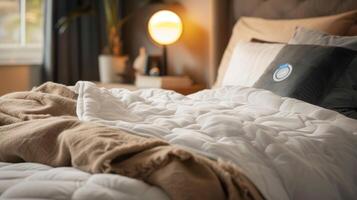 A zoomedin shot of the timer feature allowing users to set a specific time for the blanket to turn off photo