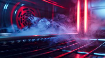 The vent on the back of a convection oven releasing steam and preventing condensation photo