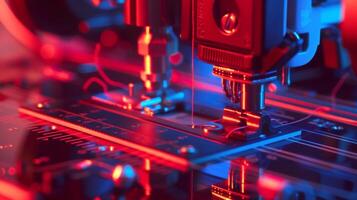 A detailed shot of the machines thread ter conveniently p for quick t of thread photo