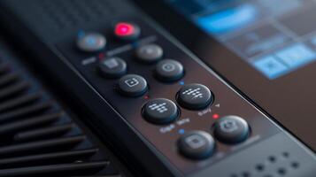 Detail shot of the remote control for the infrared heater with various buttons for adjusting settings photo