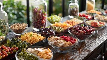 Countdown Snack Bar Keep your guests fueled for the midnight countdown with a table full of savory snacks sweet treats and bitesized appetizers photo