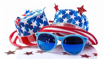 Show your love for the red white and blue with our array of American flagthemed party hats sunglasses and other festive accessories photo