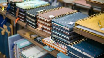 A display of trendy planners and calendars offers a stylish yet efficient way for students to manage their busy schedules and plan for upcoming deadlines photo