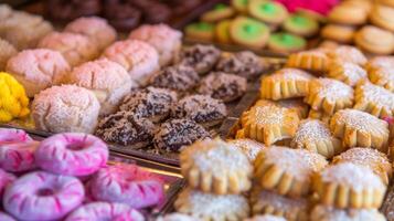 A colorful display of traditional Eid cookies including kaak and maamoul ready to be shared with loved ones photo