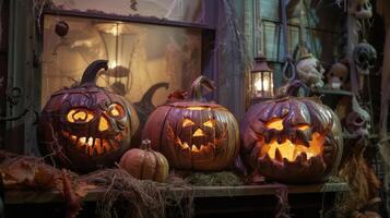 Decorations range from simple carved pumpkins to elaborate displays of ghosts ghouls and other scary creatures photo