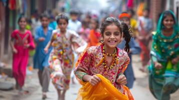 During Eid alAdha children can be seen running around with excitement showing off their new colorful clothes and playful accessories such as beaded bracelets and bangles photo