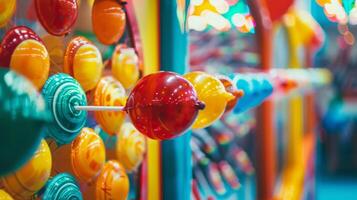 A display of carnival themed games such as ring tossing and balloon darts providing entertainment for both children and adults during Carnival parties photo