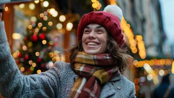 A person holding up a newly purchased electronic device with a big grin on their face taking advantage of the Boxing Day sales photo