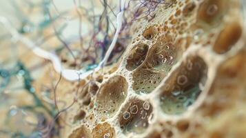 The intricate details on a pathology slide magnified under a digital scanner highlighting subtle changes that may be easily missed by the human eye photo