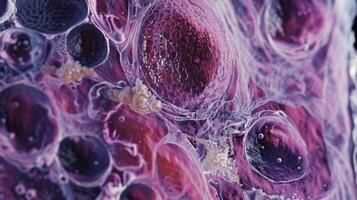A microscopic view of human cells on a pathology slide with AI technology working to identify any abnormalities and support remote diagnosis photo