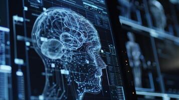 The intricate programming and coding displayed on a computer screen used to customize and adjust a robotic rehabilitation device for individual stroke survivors photo