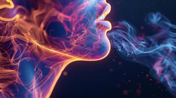 Closeup of a digital twins voice with analysis and simulations for potential respiratory and vocal health concerns photo
