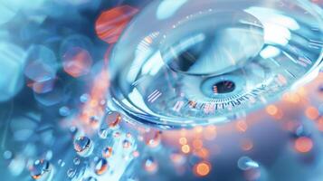 A magnified view of the tiny sensors on the contact lens showcasing the advanced technology used to accurately monitor glucose levels photo