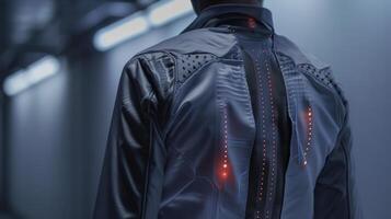 A futuristiclooking shirt with a back panel that vibrates to signal when the wearer is hunching over photo