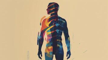 An illustration of a persons body with different colored sections representing unique genetic traits showcasing the personalized approach of fitness programs photo