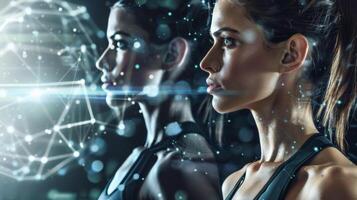 A before and after image of a person highlighting the results of a personalized fitness program based on their genetic data photo