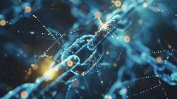Closeup of a blockchain node or network participant verifying and validating medical research data before it is added to the network photo
