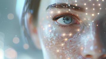 An upclose look at a digital twins skin showing various conditions and how they can be treated through personalized skincare and lifestyle plans photo