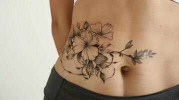 An abdominal tattoo with sensors that measure stress levels and send push notifications for mindful breathing exercises photo