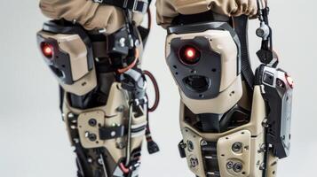 A closeup of a robotic leg brace equipped with adjustable settings to gradually increase resistance and promote muscle retraining for stroke survivors photo