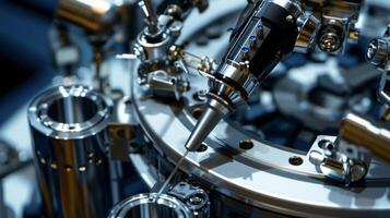 A closeup of a digital twin simulation of a robotic surgical instrument showcasing the advanced technology used in minimally invasive procedures photo