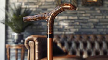 A closeup of an ARenabled walking cane displaying helpful information and reminders for the user such as upcoming doctors appointments or medication reminders photo