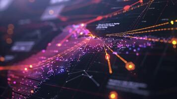 A macro shot of a blockchainpowered supply chain dashboard showcasing the visualization of data and analytics for improved decisionmaking and transparency photo