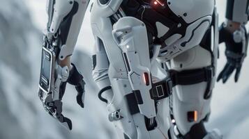 The advanced sensors located on the exoskeletons limbs detecting and responding to the users movements in realtime photo