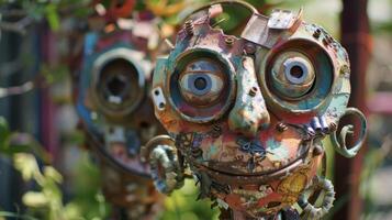 A display of whimsical sculptures made from recycled materials adding a touch of whimsy to the urban landscape photo