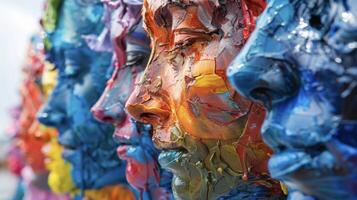 A gathering of artists and art lovers surrounded by a sea of mesmerizing and thoughtprovoking public art pieces photo