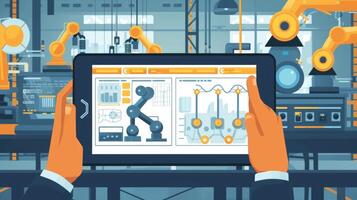 A closeup of a workers hand holding a tablet displaying realtime anomaly detection alerts and data showcasing the practicality and effectiveness of incorporating machine learnin photo