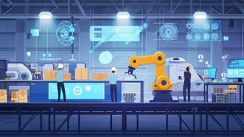 Datadriven decision making in action as a team of engineers monitor and adjust production processes in the microfactory using realtime ytics and AI photo