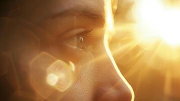 The gentle rays of the setting sun peek through the clouds creating a soft and ethereal light for a portrait photo