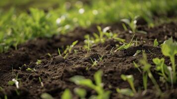 In this image we see a closer look at the earthy soil of the vineyard enriched with organic nutrients and perfectly nourishing the healthy gvines photo