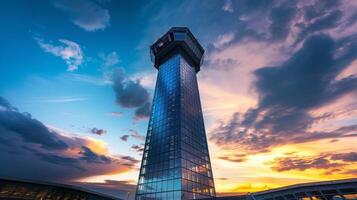 The towering airport billboard stretches high into the sky reminding passersby of the endless possibilities that await them at their destination photo