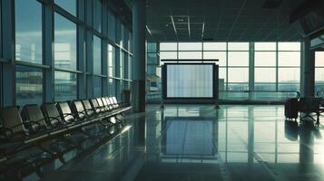 Amidst the organized chaos of the airport the blank billboards serve as a reminder of the potential for creativity and the power of marketing to reach a captive audience photo