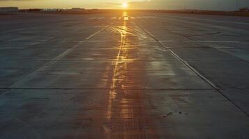 The smooth concrete surface of the runway gleams in the sunlight reflecting the careful maintenance and upkeep required for a wellfunctioning launch zone photo