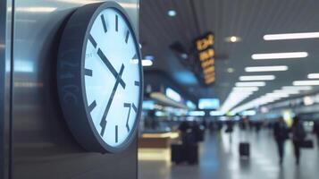 With its sleek modern design and crisp digital display the airport clock serves as a sleek and sophisticated focal point in the bustling terminal photo