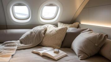 A cozy nook with plush pillows and warm blankets perfect for those looking to take a quick nap during a layover photo