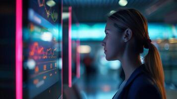 A digital signage display provides realtime updates on wait times and processing speed at different passport control counters helping passengers plan their journeys more effectively photo