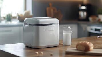 The compact size of the bread maker perfect for fitting on any kitchen counter and making fresh bread at home photo