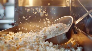 A miniature scoop inside the machine used to sprinkle in desired seasonings and toppings to customize the taste of the popcorn photo