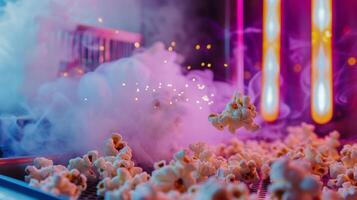 The hot air vent at the back of the machine releasing small puffs of steam as the popcorn pops and expands photo