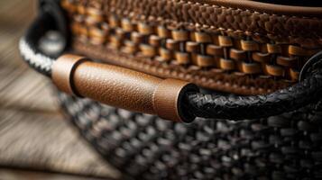 Closeup of the basket handle padded with heatresistant material for safe handling while cooking photo