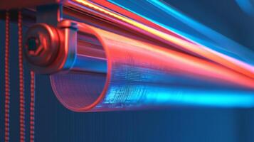 The intricate mechanism of a cordless roller shade allowing for easy opening and closing with a simple pull photo
