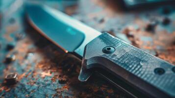 Closeup of the blade guard providing extra protection when the knife is not in use photo