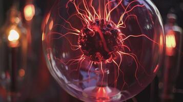 The plasma ball appears to come alive as the energy inside moves and shifts continuously changing shape and form photo