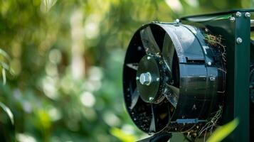 A closeup of the composters energyefficient electric motor used to power the blades and create the perfect environment for composting photo