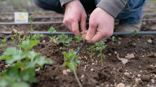 The soil surrounding the sensor is darker and appears more compact compared to the surrounding area photo